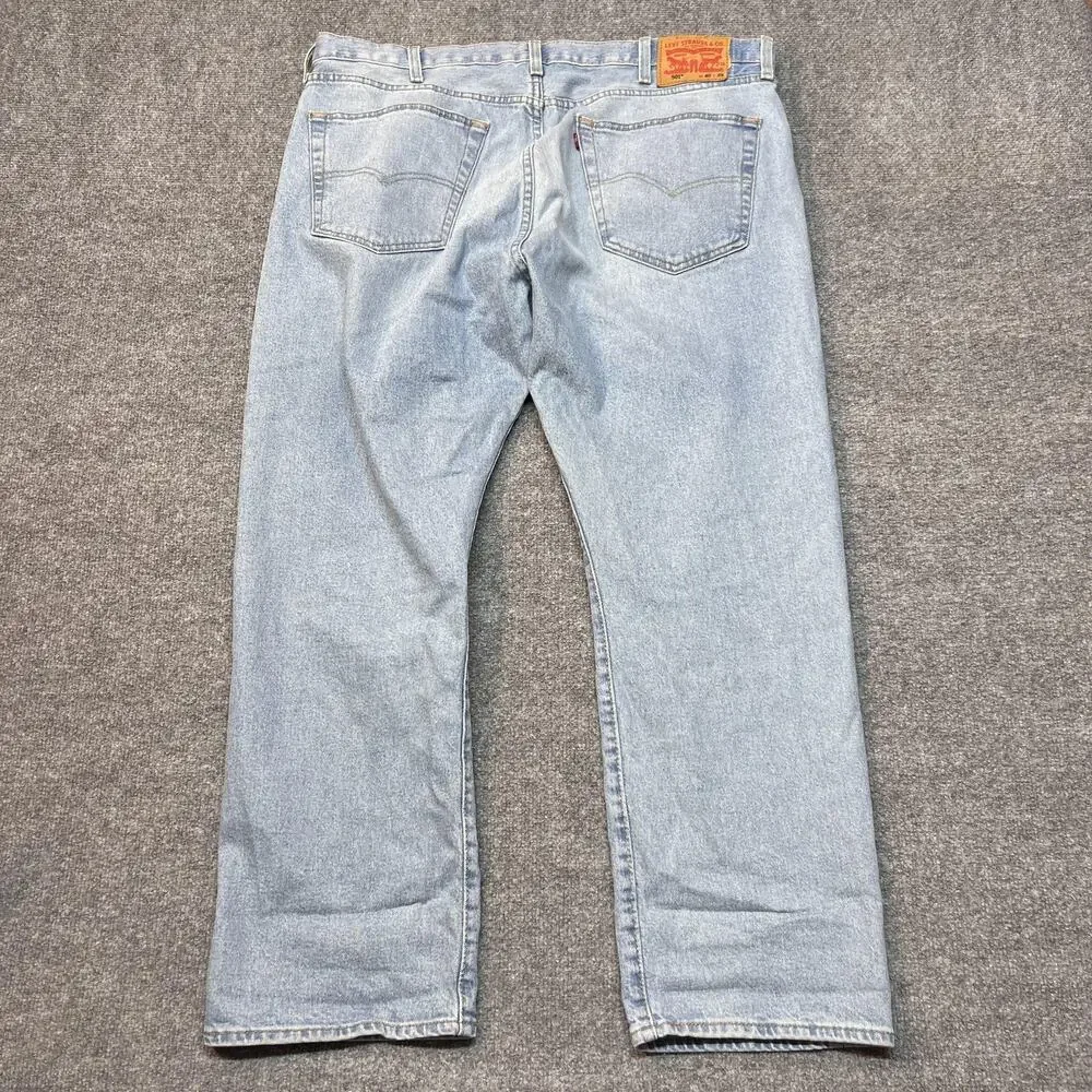 Levis 501 Jeans Mens 40x29 Blue Light Wash Straight Leg Button Fly Denim Pants